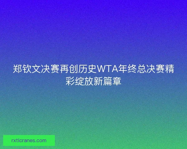 郑钦文决赛再创历史WTA年终总决赛精彩绽放新篇章
