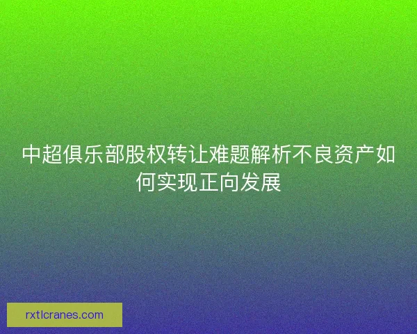 中超俱乐部股权转让难题解析不良资产如何实现正向发展
