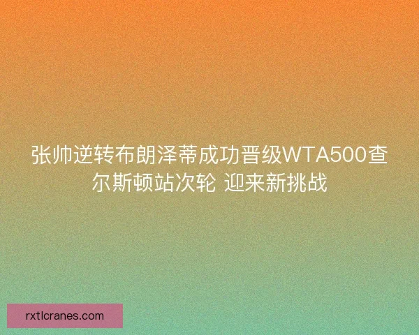 张帅逆转布朗泽蒂成功晋级WTA500查尔斯顿站次轮 迎来新挑战